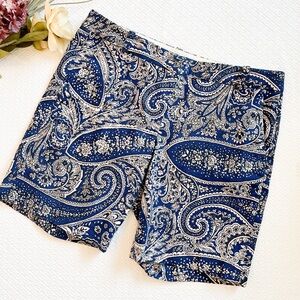 J. Crew Blue and White Paisley Women Shorts